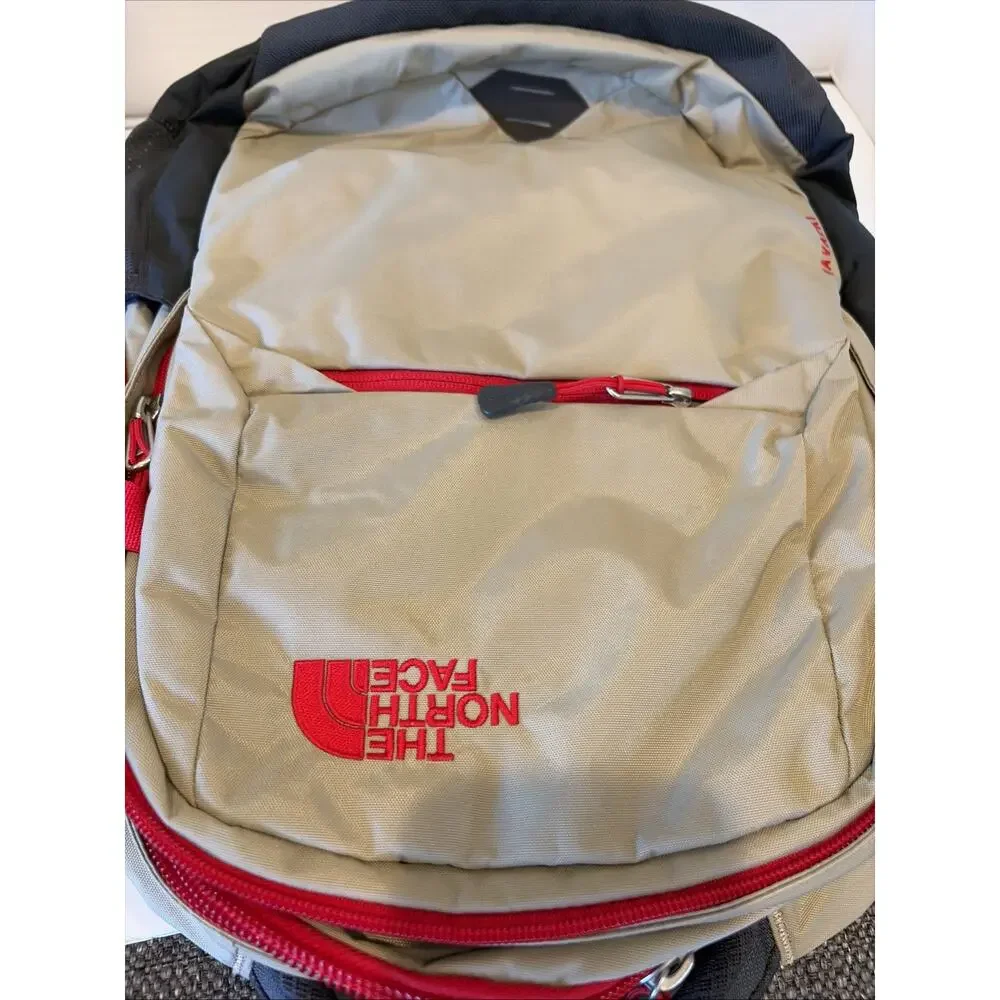 NEW! North Face Yavapai backpack, Tan Red & gray, many pockets, laptop sleeve